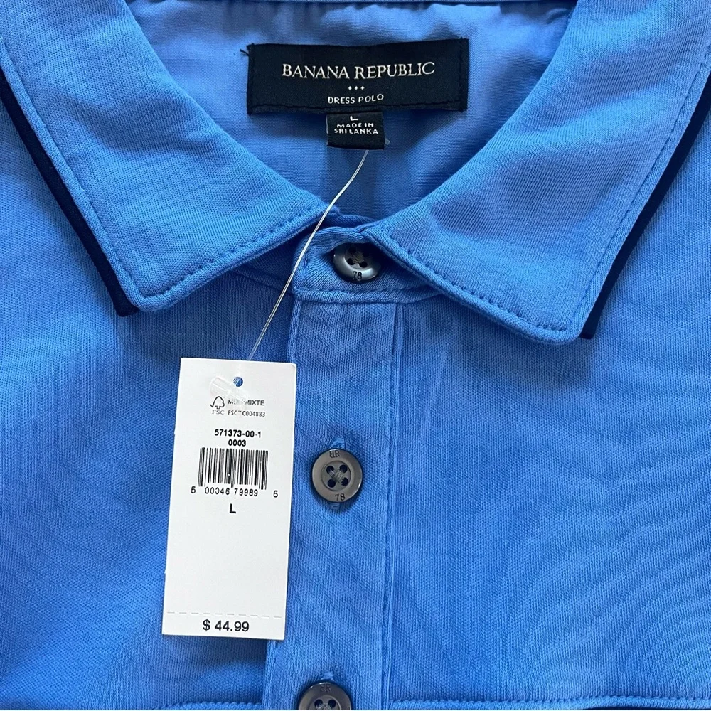 NWT Banana Republic Sky Blue Dress Polo Size L - Picture 3 of 4